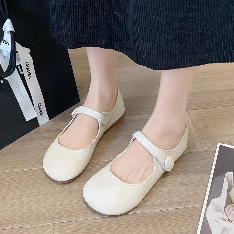 Mary Jane weiches Leder Einzelne Schuhe Damen Französisch zartrosa kleine Lederschuhe leichter Mund weiche Sohle Puppenschuhe Keilabsatzschuhe