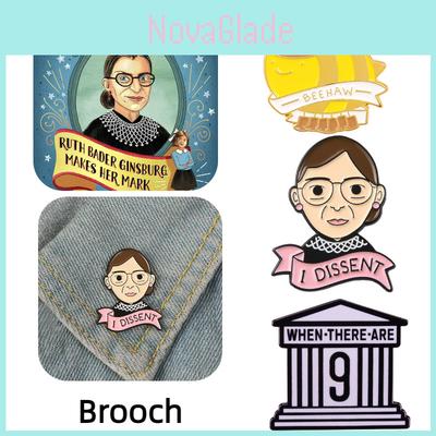 European And American Cartoon Kingsberg Dissent Judge Ruth Bader Ginsburg Brooch Pin