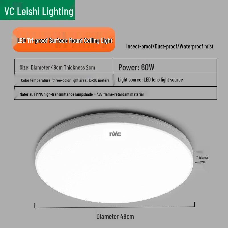 NVC/Rays Modern Minimalist LED Ceiling Light for Bedroom, Kitchen, Balcony, or Corridor
