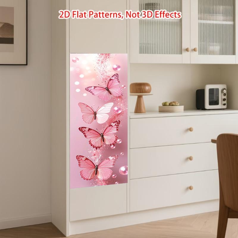 84Style Fridge Stickers Refrigerator Cover Door Landscape Plant Sea Vinyl Self Adhesive Kitchen Furniture Decor Wrap Freezer Sticker DIY