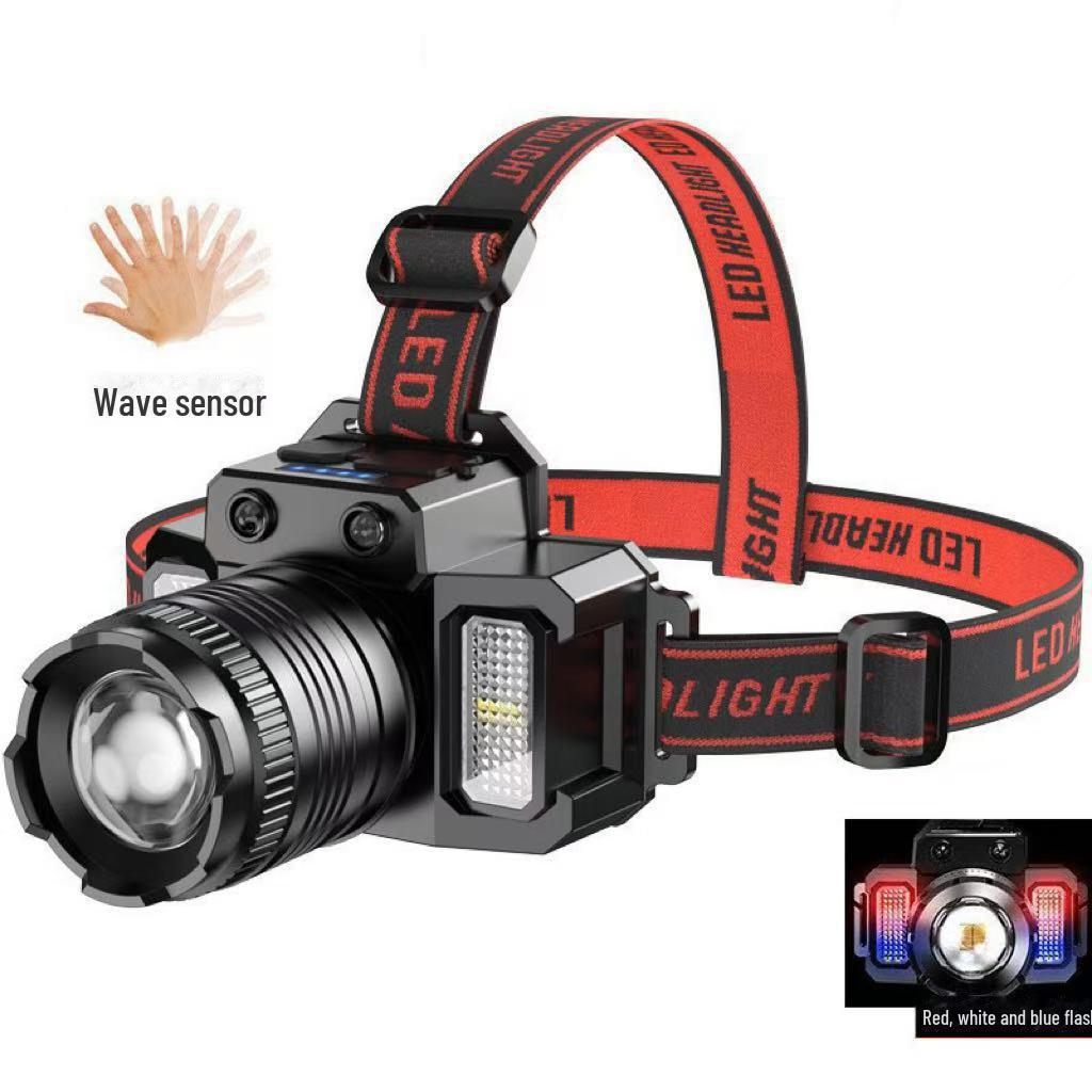 Cross-Border LED Headlamp: Long-Lasting, Rotatable Zoom, Multifunctional for Outdoor Fishing & Emergencies.