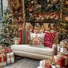 Christmas Pillow Covers: Gingerbread House, Ho Ho Ho, Falalala, and Festive Mug Designs Sofa Room Cushion Cover Home Decoration
