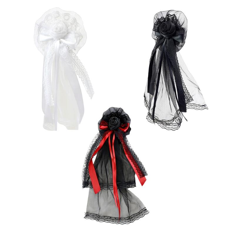 Elegant Anime Hair Accessory Rose And Lace Headpiece Halloween Cosplay Costume Hair Clip For Gothic Outfits