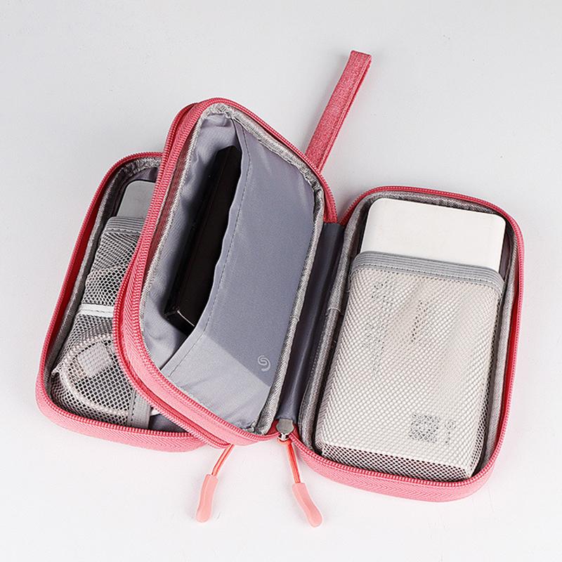 Data Cable Storage Bag, Double-Layer Hard Drive Bag, Protective Cover, Portable Power Bank, Digital Accessories, Large Capacity