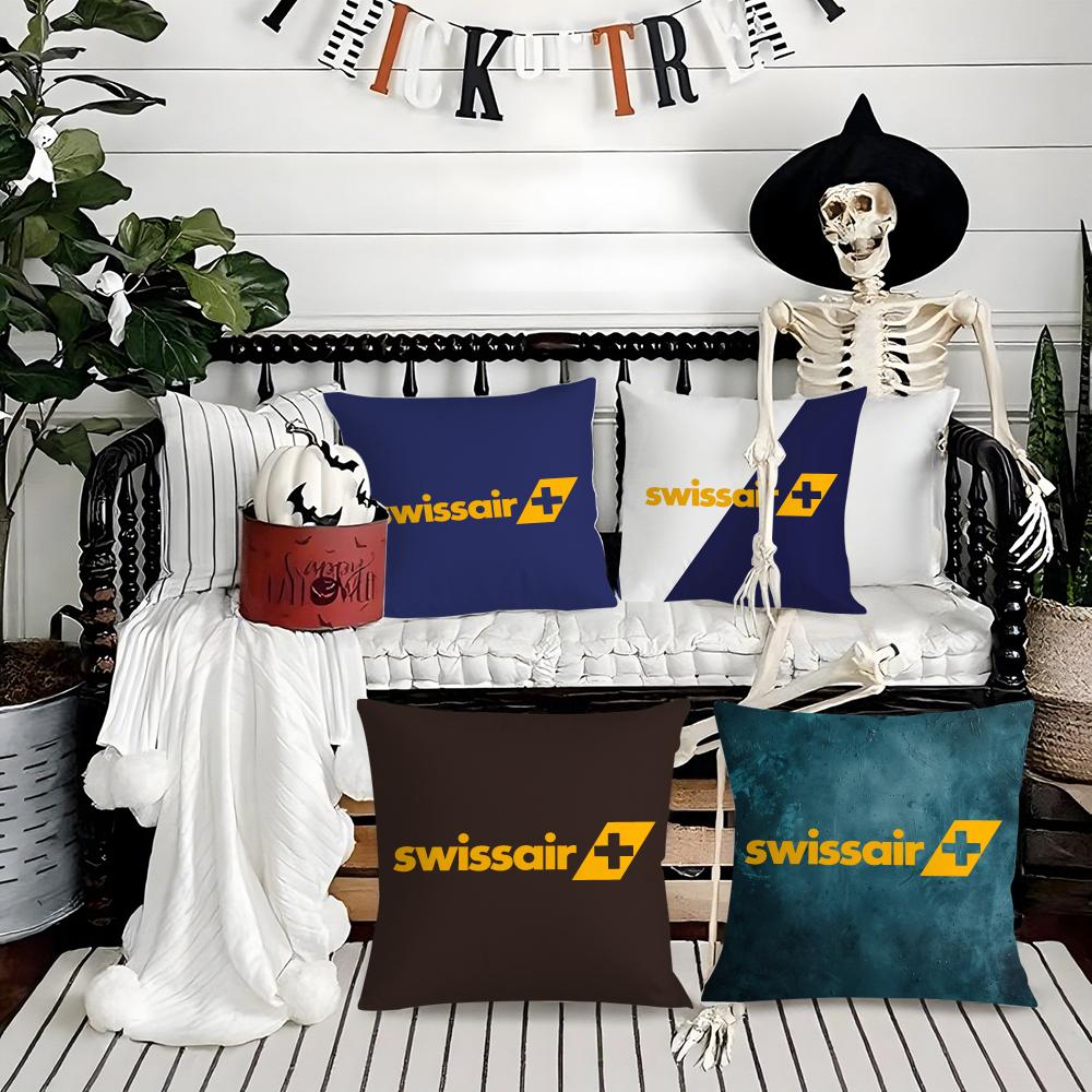 Travel Design S-Swissair Pillow Case Silky Short Plush With Invisible Zipper Dustproof Sofa Cushion Cover For Home Decor