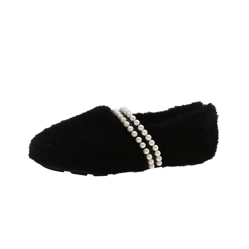 Mao Mao Shoes Women Wear 2025 New Autumn and Winter Cotton Shoes Plush Internet Celebrities Pedal Small Fragrant Plush Bean Shoes