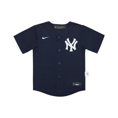 X MLB Embroidered Logo Single-Breasted Comfortable Casual Baseball Short Sleeve Shirt Kids Shirts Deep-Blue 3Z3B7ZWEB-NYY