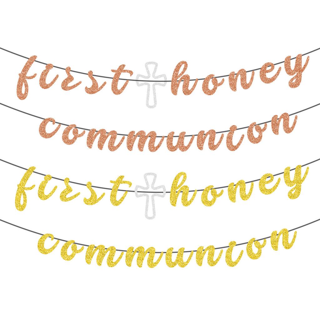 Baby Shower Party Party Decoration Gold Powder Letters Latte First Communion Bath Banners