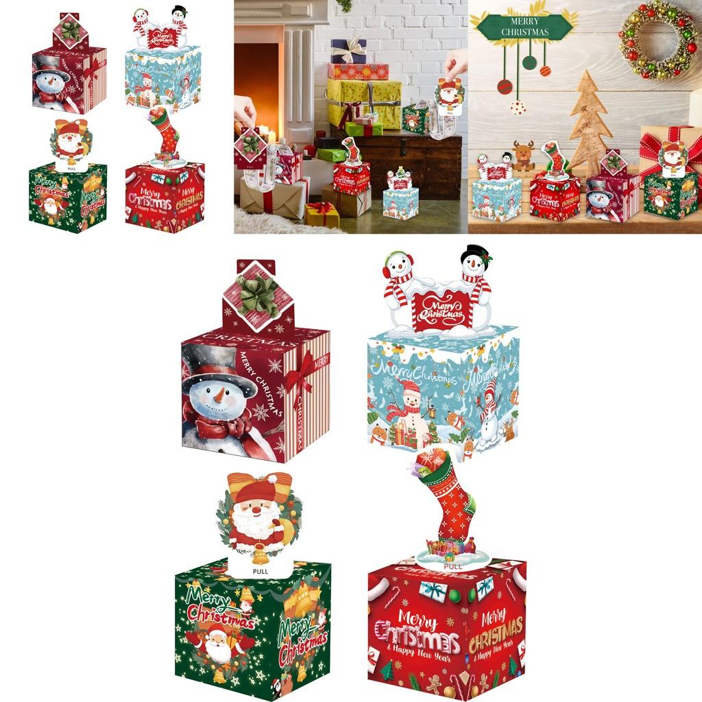 Christmas Themed Pattern Paper Box Set Holiday Decoration Props For Family Gatherings