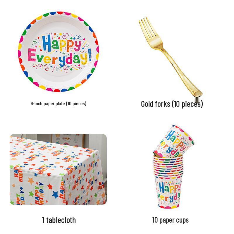 Disposable Party Supplies Set: Paper Plates and Cups for Birthdays and Weddings