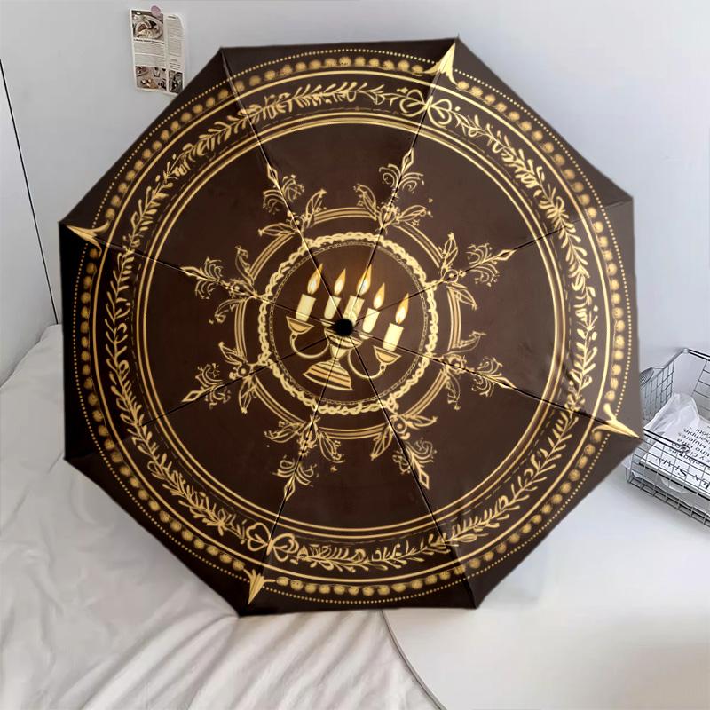 Golden Totem pattern, automatic folding umbrella, portable and foldable design, 8 ribs, a Christmas or birthday gift.
