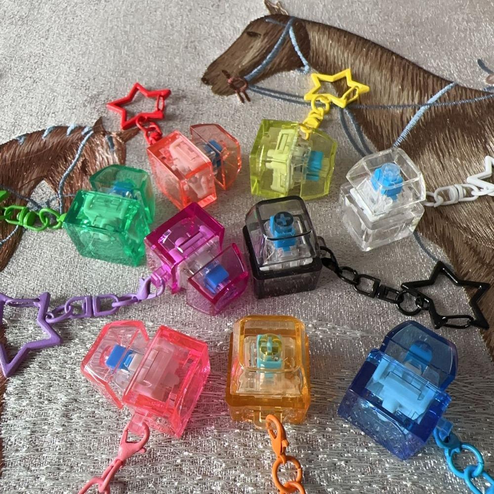 Relaxing DIY Keyboard Fidget Keychain Keys Button Keycap Finger Keyboard Caps With Light Pass The Time Pinch