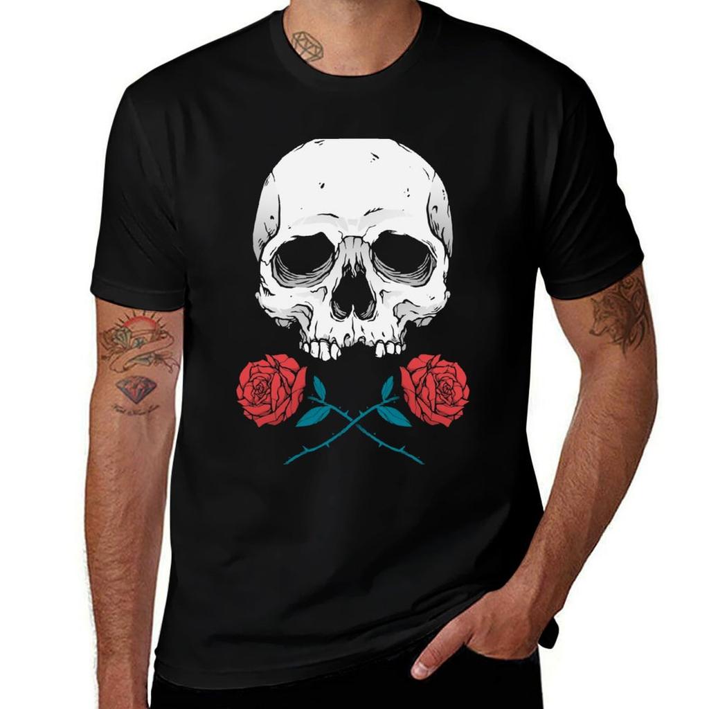Skull and Roses TShirt Casual Daily Wear Short Sleeve Top
