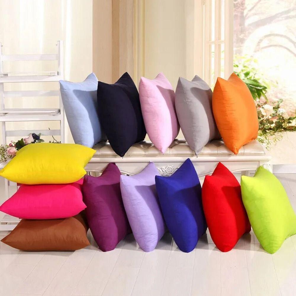 Colorful Solid Color Pillowcases Simple Cushion Cover Candy Color Pillow Case Cover  Office