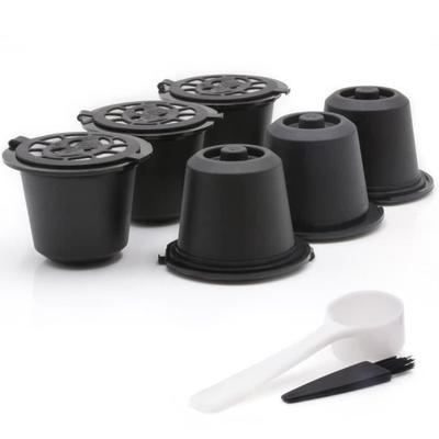 Reusable Nespresso Coffee Capsules Cup with Spoon Brush Black Refillable Coffee Capsule Gift Coffee Filter Accessor