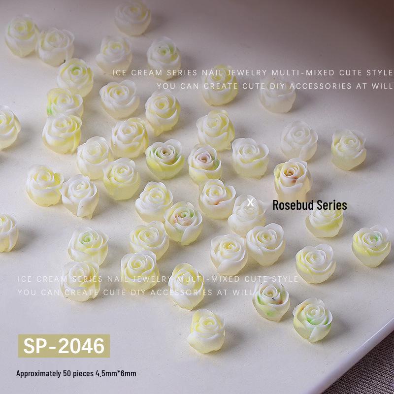 

Rosebud Resin Nail Art Rhinestones: 3D Floral Press-on Nails, Approx. 50 Pieces