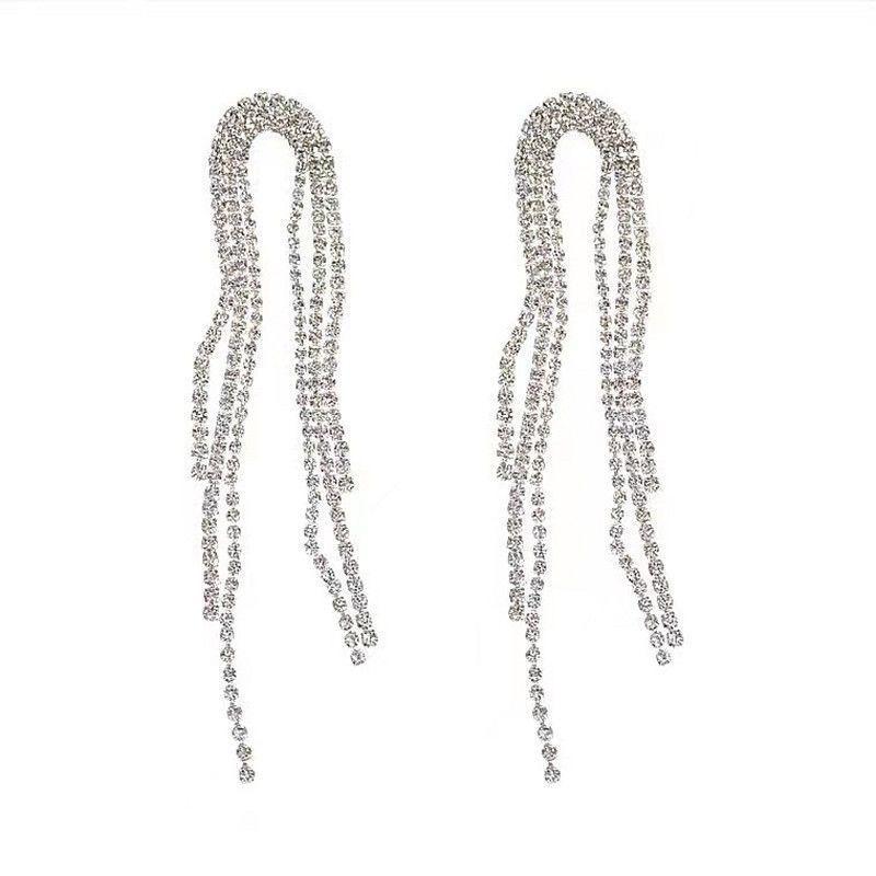 2024 High-End Full Diamond Tassel Earrings for Women - Elegant Evening Dangle Jewelry