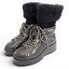 Excellent Vintage-style Knit Socks, Leather Short Boots Black 35 5U184C Used