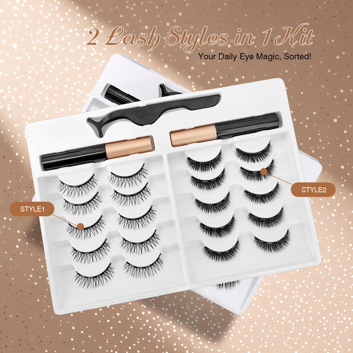 10 Пар 3D Накладных Магнитных Ресниц Ручной Работы - Без Клея