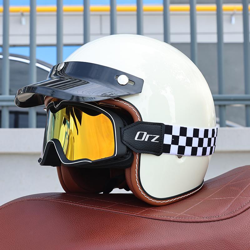 Orz-S68 Retro Motorcycle Helmet DOT Electric Male and Female Half Helmet Scooter Customized 3/4 Helmet for All Seasons