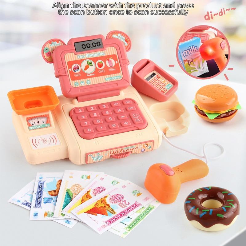 Kids Pretend Play Supermarket Cash Register Toy Realistic Role Play Mini Convenience Store Checkout Counter Set For Boys Girls