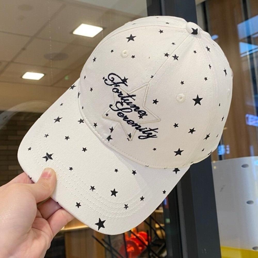 Soft Top Cotton Peaked Cap Face Slimming Casual Couple Hat Star Dot Baseball Cap  For Women