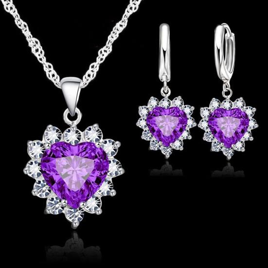1 Set Exquisite Heart Shape Women Necklace Stylish Modern Style Alloy Dangle Earring for Girls