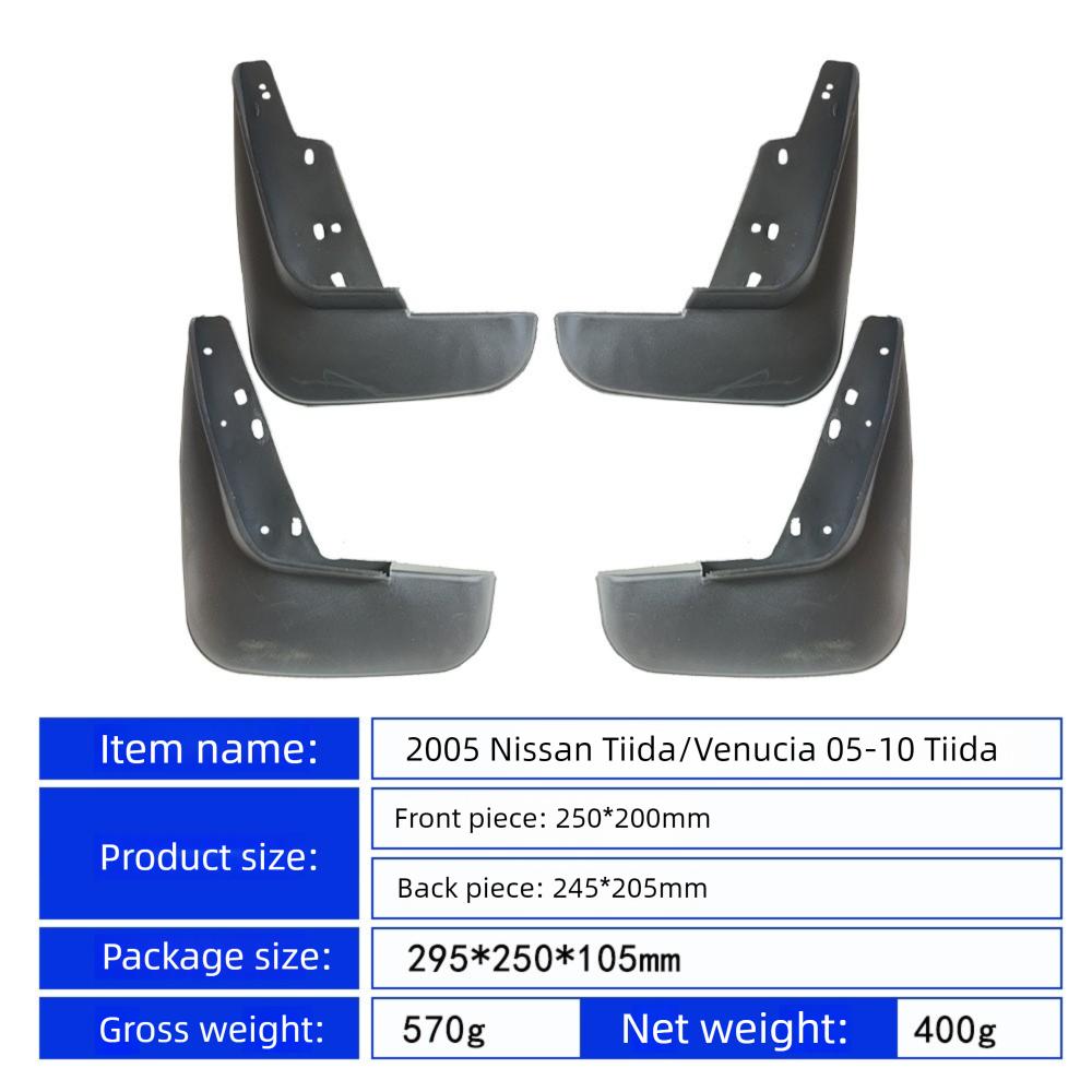 Car Mud Flaps For Nissan Tiida  2005  Venucia 2005-2010 Tiida Splash Guards Mud Flap Mudguards Fender 2008 2009