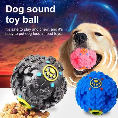 Dog Treat Ball Toy Squeaky Interactive Pet Feeder Toy Dog Chew Ball Food Dispenser for Teeth Grinding