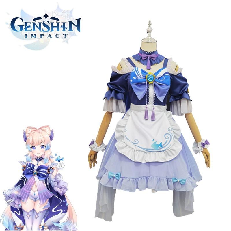 Genshin Impact Sangonomiya Kokomi Maid Cosplay Costume For Role Play And Halloween