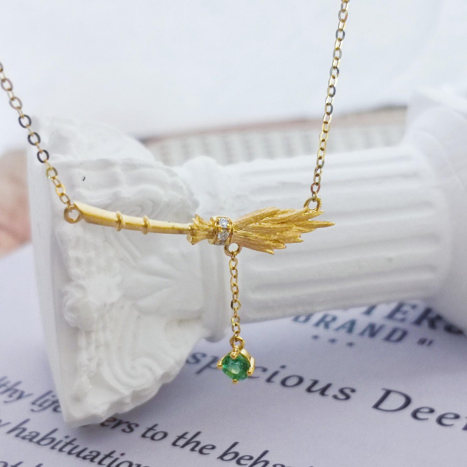 

Уникальное креативное ожерелье в виде ведьминой метлы - стерлинговое серебро s925, позолоченная цепочка для ключицы 925 Silver