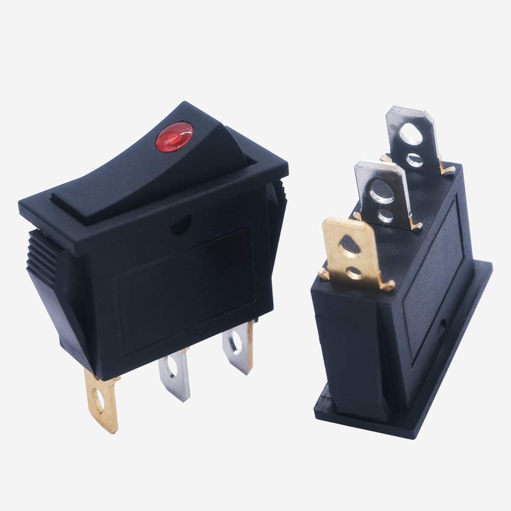 mxuteuk 8pcs 12V Illuminated Rocker Switch Toggle Power SPST ON-Off Switch Snap-in 3 Pin 2 Position Red Yellow Green Blue LED Light, Use for Car Auto
