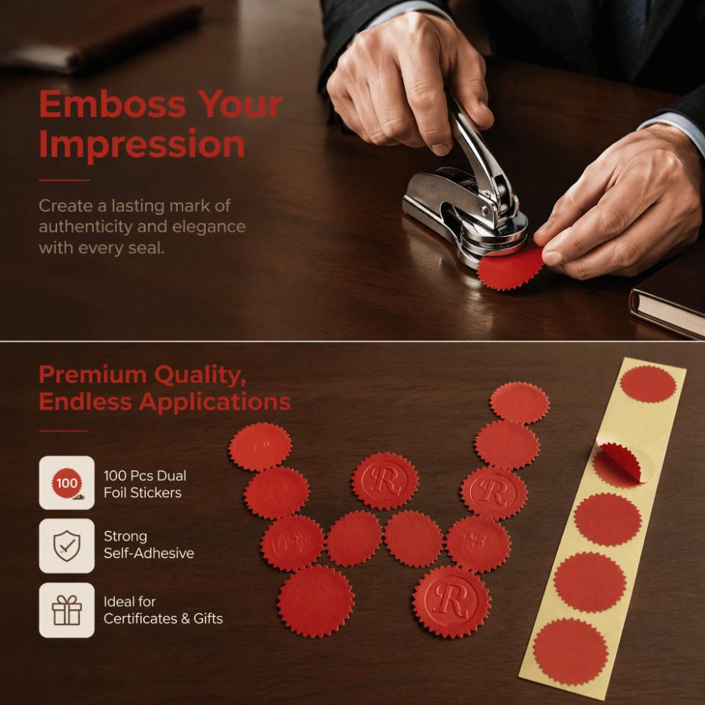 100pcs Serrated Edge Cut Serrated Edge Embosser Stickers  For Awards