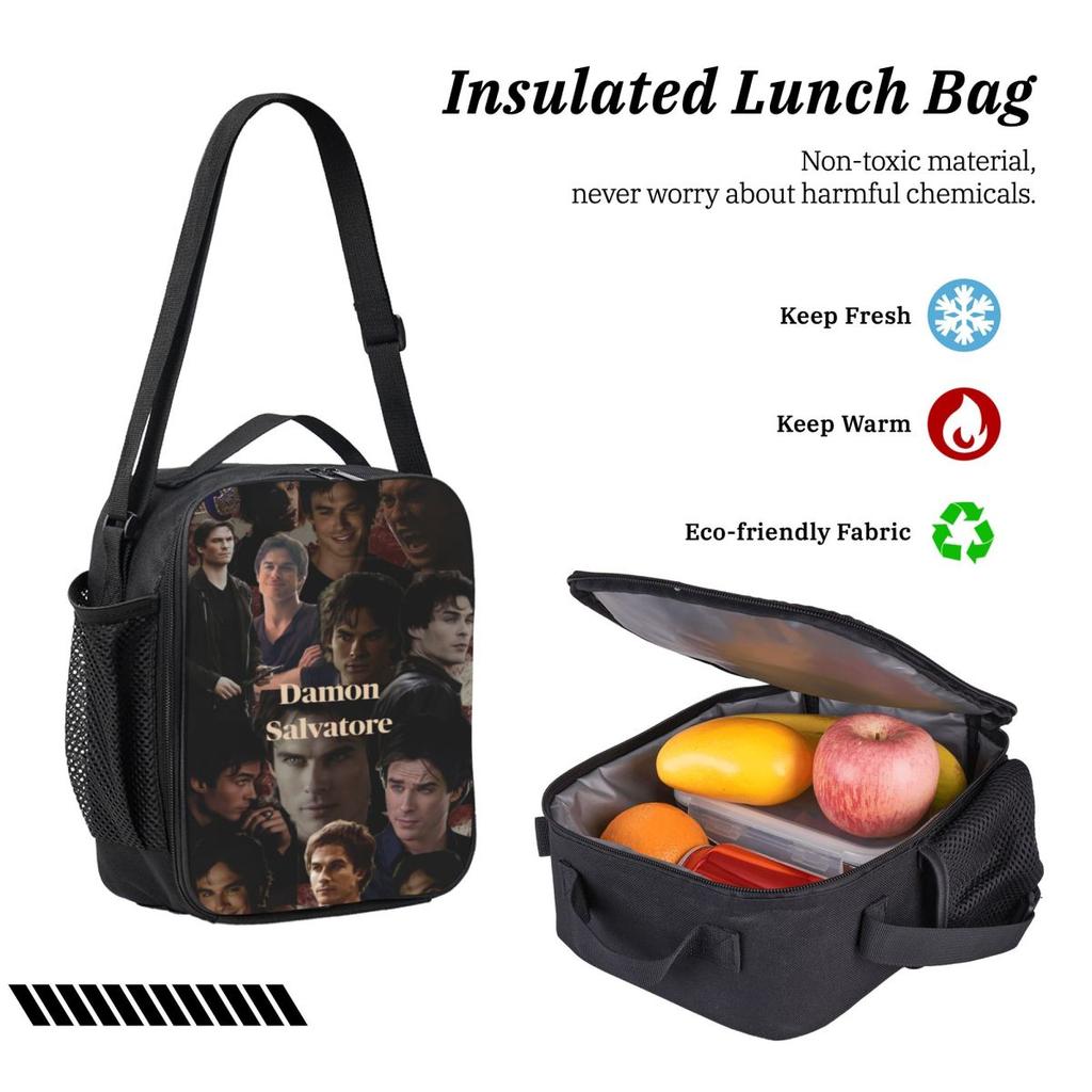 Damon Salvatore Kids Backpack Lunch Box Pen Bags for Boys Girls Preschool Backpacks Cute Schoolbag Bookbag Set