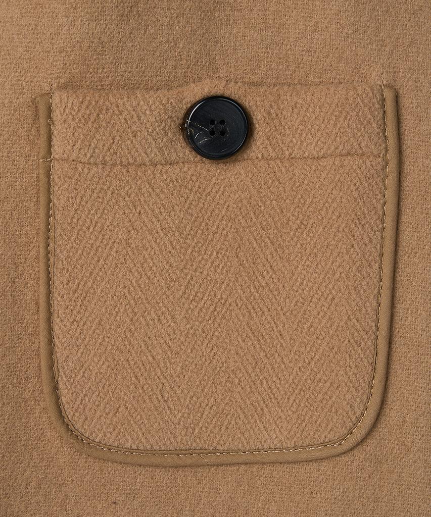 Montgomery Classic Herringbone Duffle Coat With Horn - Camel