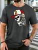 Unisex Crew Neck Tee Hip Hop Skull Cap Cash Art Graphic Print Short Sleeve Top Summer Loose Soft Breathable Casual Basic Daily Wear