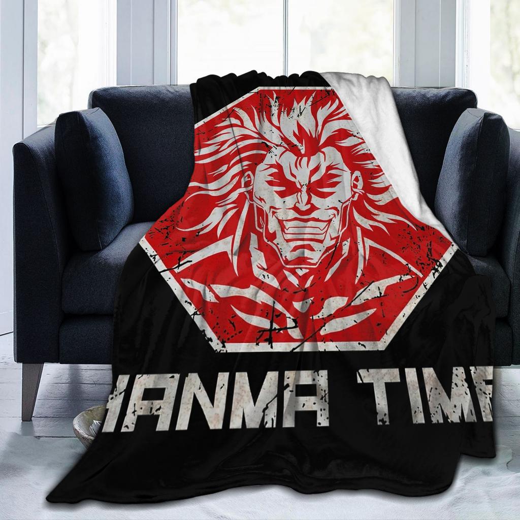 Stop Hanma Time Baki Anime Blanket Coral Fleece Plush Printed Multifunction Super Warm Throw Blankets for Bed Office Quilt