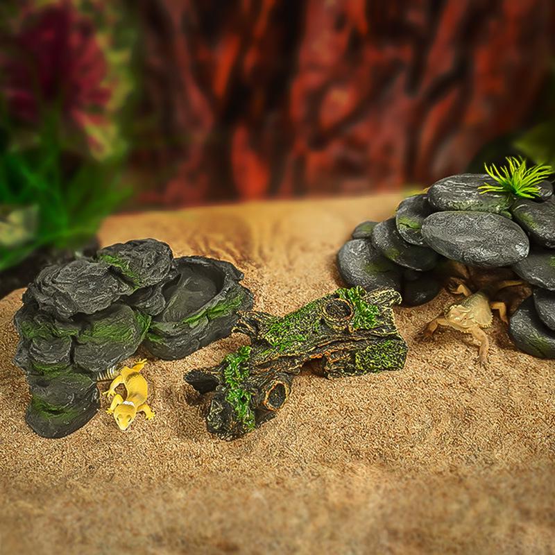 Sonnendeck & Kletterplattform für Schildkrötenbecken mit Steigung und Reptilienhöhlen-Ornament