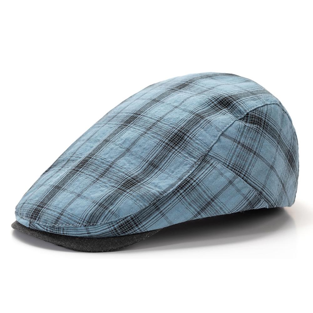 Spring Summer Thin Beret Men's Peaked Cap Women's Plaid British Retro Progressive Cap