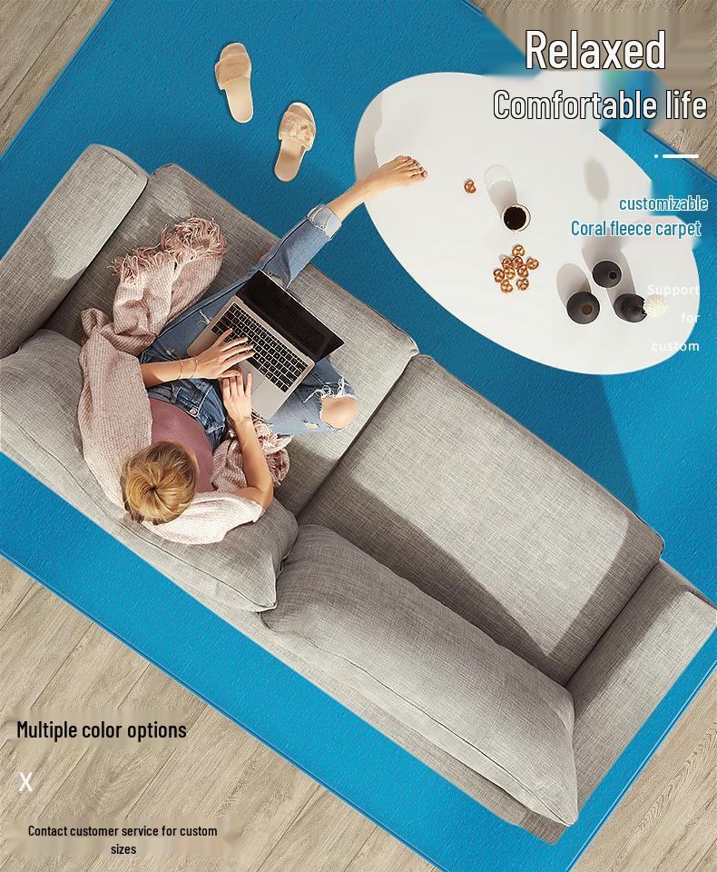 Soft Solid Color Coral Fleece Carpet for Bedroom and Living Room