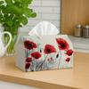 1pc, 2d Flat Printing, Red Flower Pattern and Black Ink Drawing Printed Tissue Box, Suitable for Bathrooms, Living Rooms, Bedrooms, Dressing Tables, C