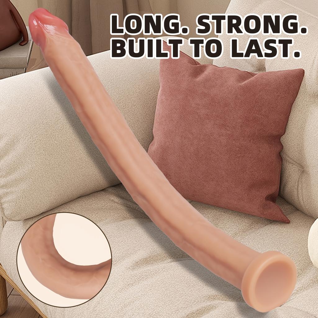 14.95'' Super Long Realistic Silicone Dildo, Huge Soft Lifelike Design with Strong Suction Cup, Flexible Adult Toy, Hands-Free Use, Discreet Packaging