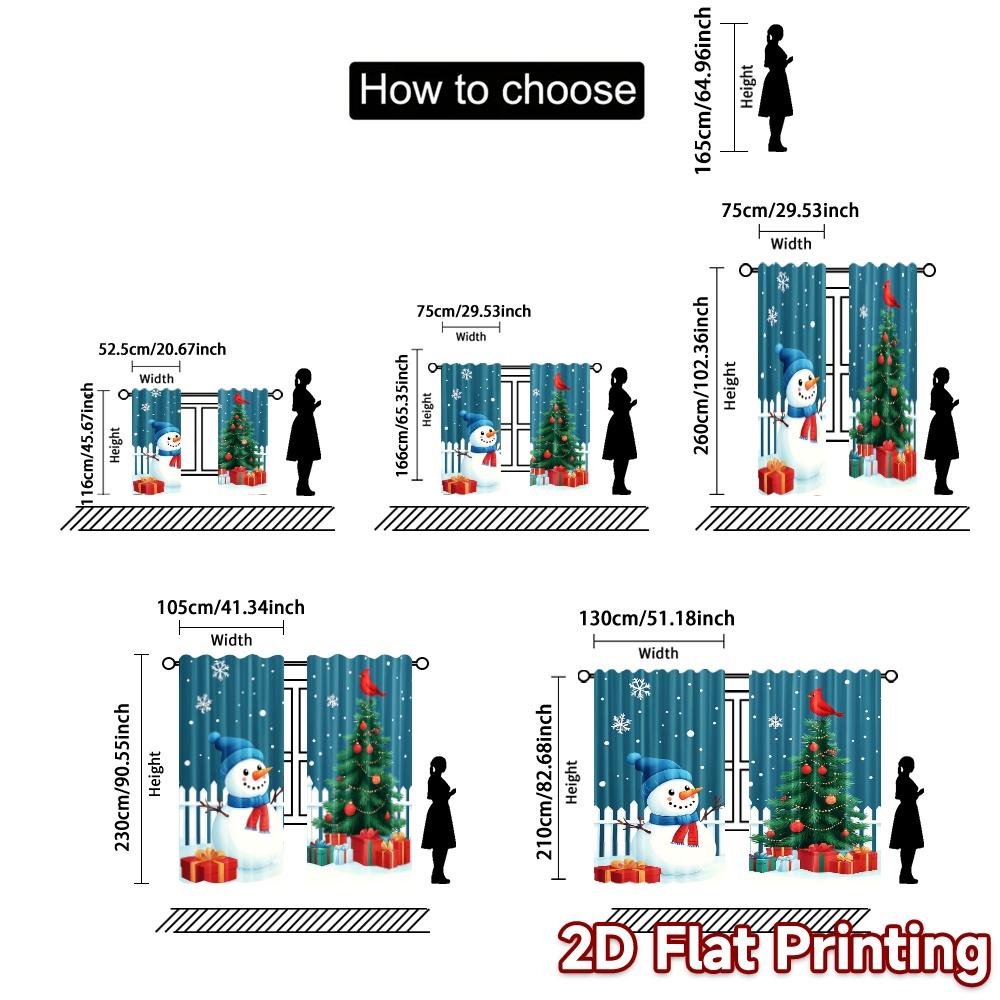 2 Stück, Vorhänge Niedlicher Schneemann Kardinal Weihnachtsbaum (3) Chic Chic Vorhang Vielseitiger Stoff Vorhänge Art Deco Festlich Perfekt für