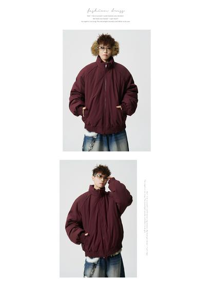 Trendy Unisex High Street Stand Collar Cotton Jacket - Versatile Autumn Winter Style