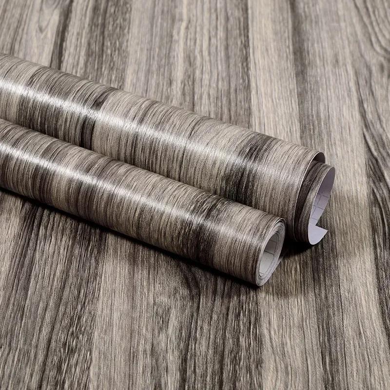 Wasserabweisende Holz-Vinyl-Wandverkleidung Rolle Selbstklebende Dekor Kontaktpapier Türen Schrank Schreibtisch Moderne Möbel Dekorativer Aufkleber