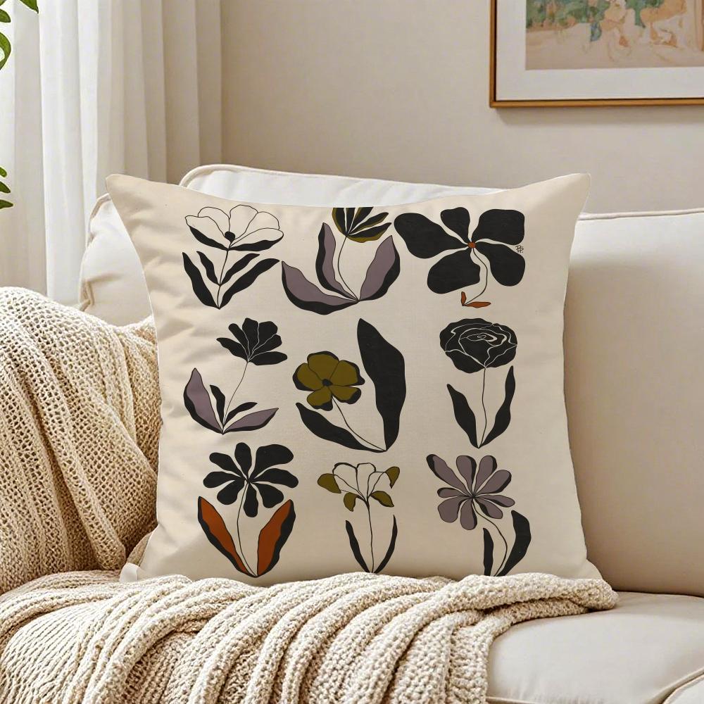 Decorative Botanical Print Cushion Cover Pillowcase Antidustmite Living Room Sofa Decor Cushion Room