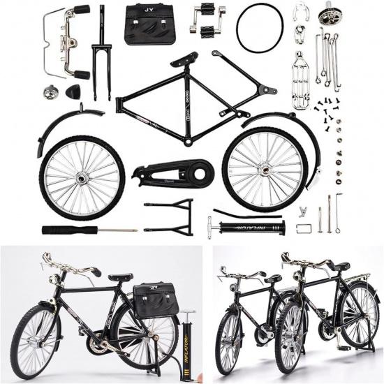 Vintage 1:10 Scale Alloy Bicycle Model – Retro Miniature Bike with Movable Parts, Inflator, Briefcase – Collectible Home Decor & Gift for Kids &