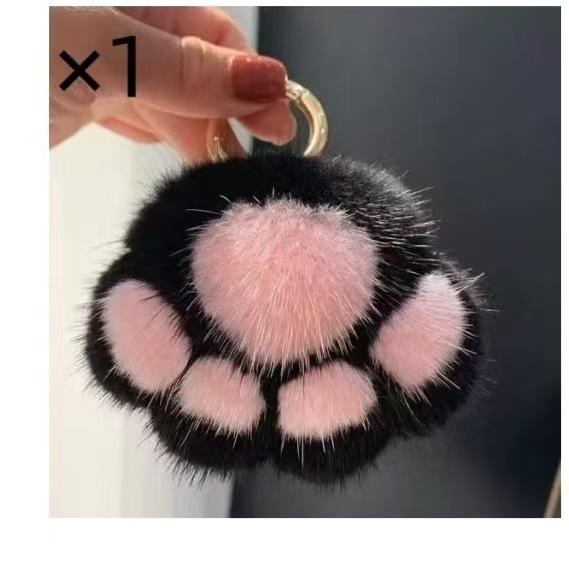 Mink Cat Paw Plush Backpack Charm and Keychain