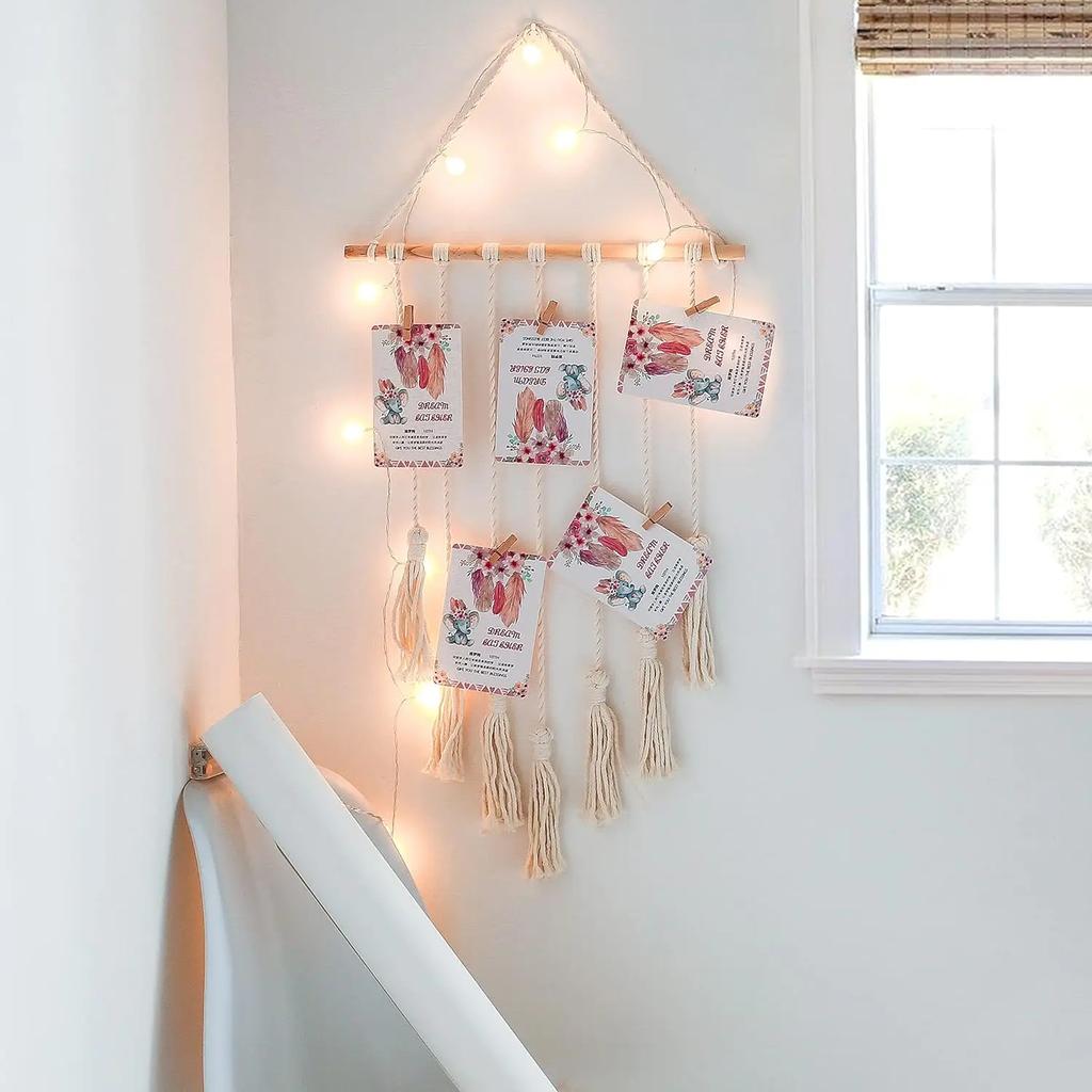 Wall Hanging Tapestry Home Wall Decoration DIY Photo Frame Postcards Storage Wall Handmade Bohemian Ethnic Chic Tassel Tapestry