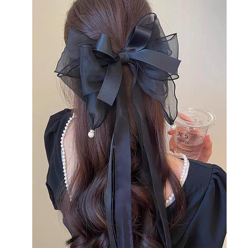 2025 Elegant Fairy Bow Hair Accessories: High-Grade Ponytail Ribbon Hairpin for Women